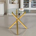 Kitchen Table Classic Dining Table for 4 Round Glass Dining Table 35.4" Kitchen & Dining Room Tables with Metal Legs and Glass Tabletop for Dining Room and Apartment, Golden