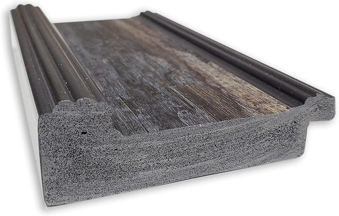 Amanti Art Brown Wall Mirror 36x46 Rail Rustic Char Rectangle Bathroom Mirror for Wall Decor Living Room, X-Large Country Rustic Frame, Hangs Horizonally and Vertically, Bathroom Decor, Beveled Edge
