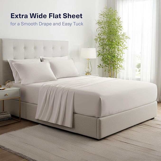 Kickoff Viscose Bamboo Sheets Full Size 4-pc 100% Organic Bamboo Viscose Bed Cooling Sheets Full Size Set Cool Bedding for hot Sleepers Sheet, Flat, Fitted, Pillowcases (Dove Grey, F)