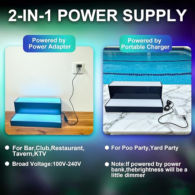 MESAlLUP Acrylic 24 Inch 3 Tier High Light LED Detachable Liquor Bottle Display Shelf with Remote Control, Mulit Color Lighting for Home Mini Bar, Restaurants, Party Use(Without Power Bank)
