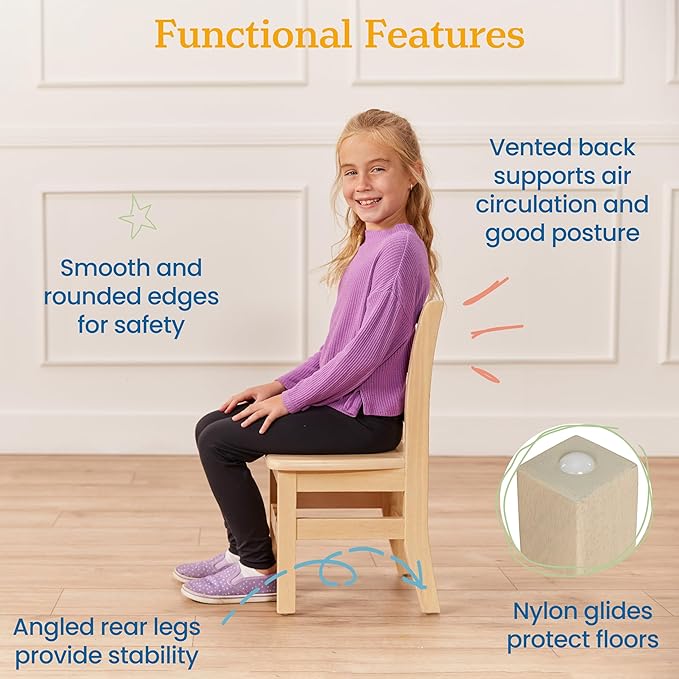 ECR4Kids 24in x 48in Rectangular Hardwood Table and Chair Set, 12in Seat Height, Kids Furniture, Antique White