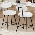 HOMMPA Counter Height Swivel Bar Stools Set of 2 Boucle Barstools 26'' Upholstered Modern Counter Barstools with Back Metal Legs Bar Stools Chairs for Kitchen Counter Island White