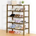 Smiry Shoe Rack, 5 Tier Thick Bamboo Shoe Organizer, Stackable Free Standing Wooden Shoe Storage Shelf for Closet, Entryway, Front Door Entrance, Walnut