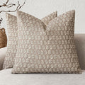 Foindtower Set of 2 Decorative Neutral Floral Print Throw Pillow Covers Vintage Accent Farmhouse Cushion Covers Boho Home Decor for Sofa Couch Chair Bedroom Living Room Outdoor,20×20 Inch,Tan Taupe