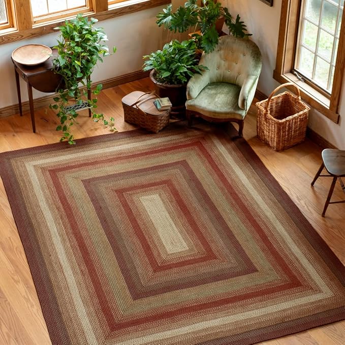 Homespice Gingerbread Brown Jute Braided Rug 5x8' for Living Room, Bedroom Rug and Dining Room. Pet Friendly. Decor Styles- Farmhouse Rug, Rustic, Vintage, Cottage, Primitive, Country, Boho Rug