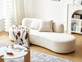 Container Furniture Direct 90" Curved Sofa with Throw Pillows, 4 Seater Luxury Velvet Couch with Half Moon Design and High-Density Foam, Ideal for Modern Living Room, Office & Apartment, Ivory White