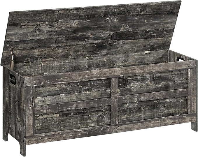 Storage Chest, 47.2” Large Toy Chest, Entryway Storage Trunk, Storage Bench with Safety Hinge, Entrance Bench for Living Room, Entrance, Bedroom, Vintage Gray SCRP48901