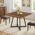 NicBex 31.5 Inch Square Dining Table for 4, Wooden Small Dinner Table Farmhouse Square Kitchen Tables with Metal Leg for Dining Room, Kitchen, Living Room, Brown & Black