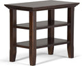 SIMPLIHOME Acadian 14-inch Wide Solid Wood Narrow End Table in Brunette Brown, Transitional-Style Side Table for Living Room, Bedroom, or Family Room with 2 Open Shelves