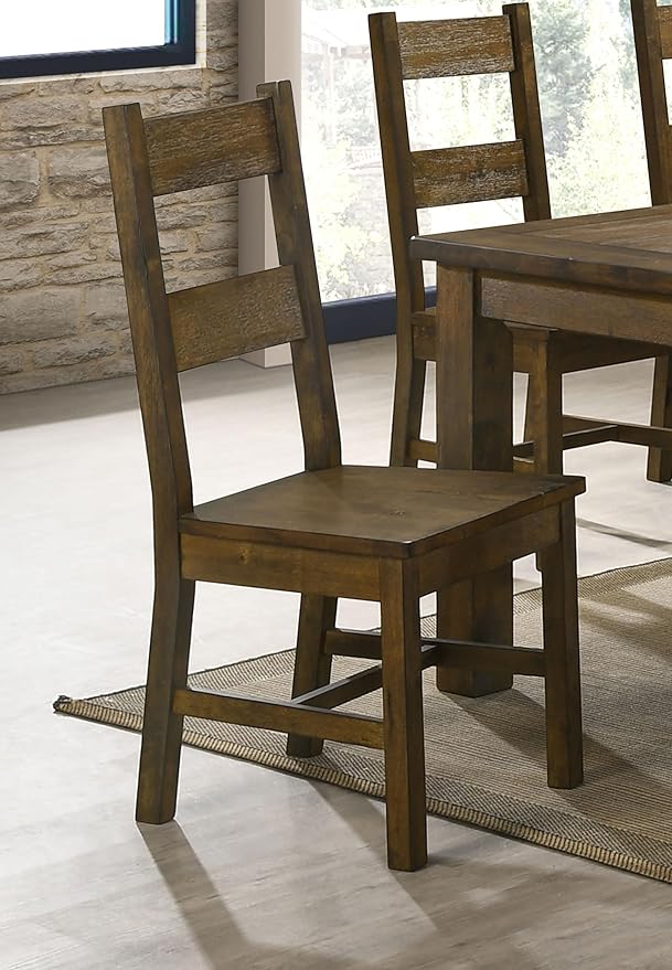 Coaster Home Furnishings - Coleman - Asian Hardwood - Dining Side Chairs with Ladder Back Design - Dining Room & Home Kitchen - Set of 2 - Rustic Golden Brown - 107042