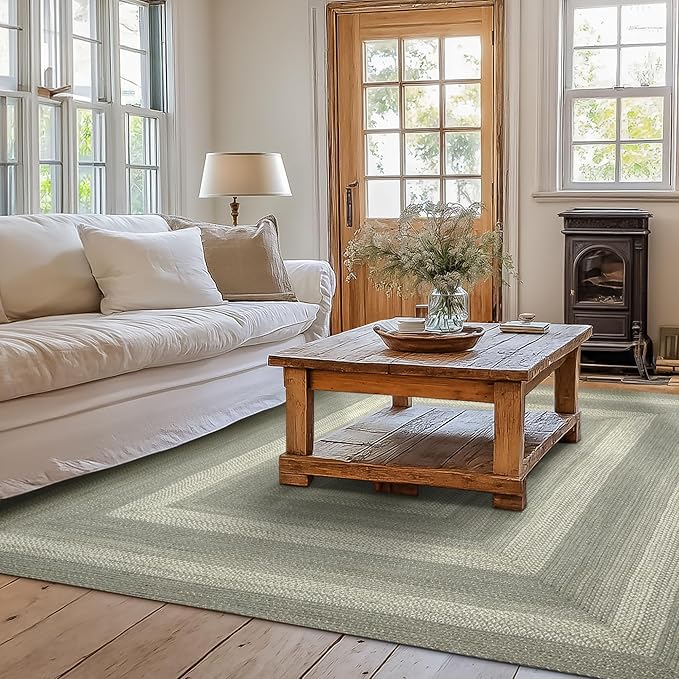 Grey Cloud Jute Braided Area Rug, 4x6' Rectangle, Grey, Warm Farmhouse Decor, Perfect for Kitchens and Large Entryways - Durable, Reversible and Easy to Clean