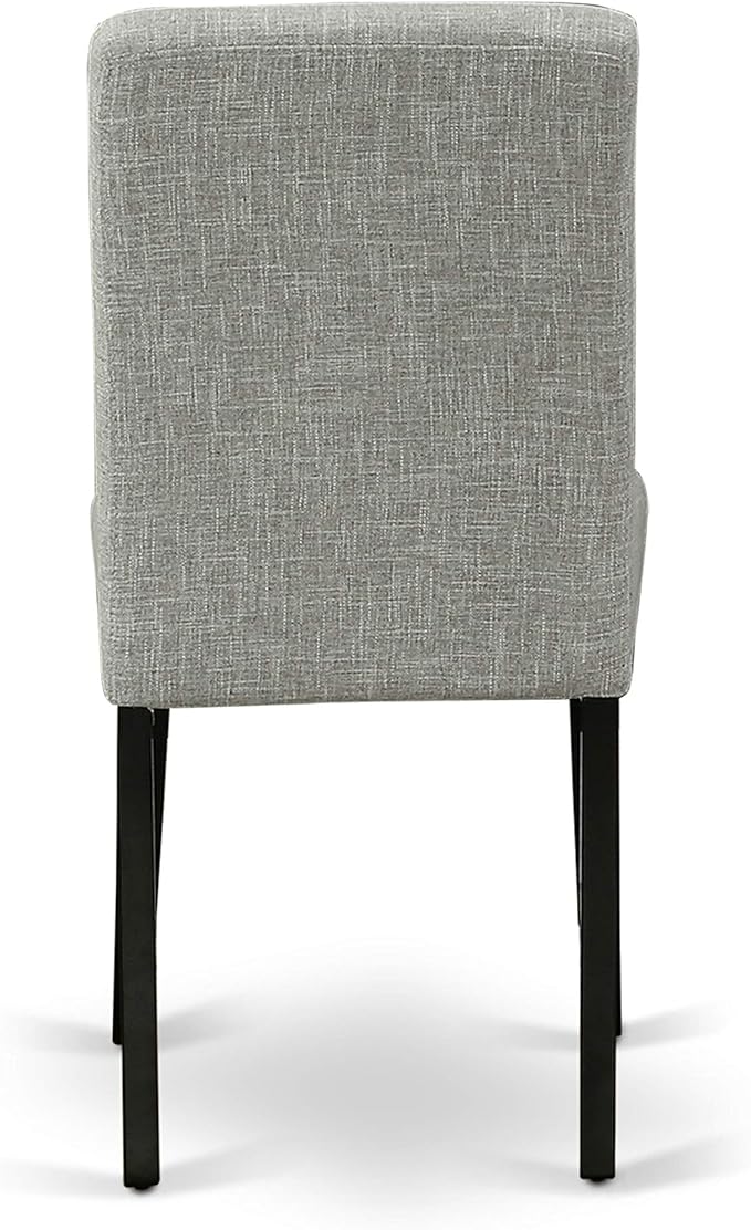 East West Furniture LGAB9-BLK-06 9 Piece Dining Room Furniture Set Includes a Rectangle Wooden Table with Butterfly Leaf and 8 Shitake Linen Fabric Parson Chairs, 42x84 Inch, Black