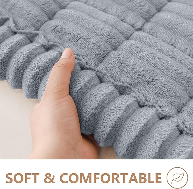 Smiry Couch Cover for Dogs Washable, Non Slip Fuzzy Pet Couch Covers for 3 Cushion Sofa Pet Friendly, Thick Soft Sofa Slipcovers Cushion Protector (Grey, 27.6" x 59")