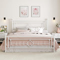 SHA CERLIN 14 Inches King Size Metal Platform Bed Frame/Vintage Iron-Art Headboard and Footboard/Mattress Foundation for Storage/No Box Spring Needed/Noise-Free/Easy Assembly/White