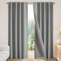Joydeco Blackout Curtains for Bedroom - 100% Light Blocking 2 Panels Light Grey Drapes 66" W x 90" L, Thermal Insulated Room Darkening Curtains, Linen Textured for Living Room, Rod Pocket & Back Tabs