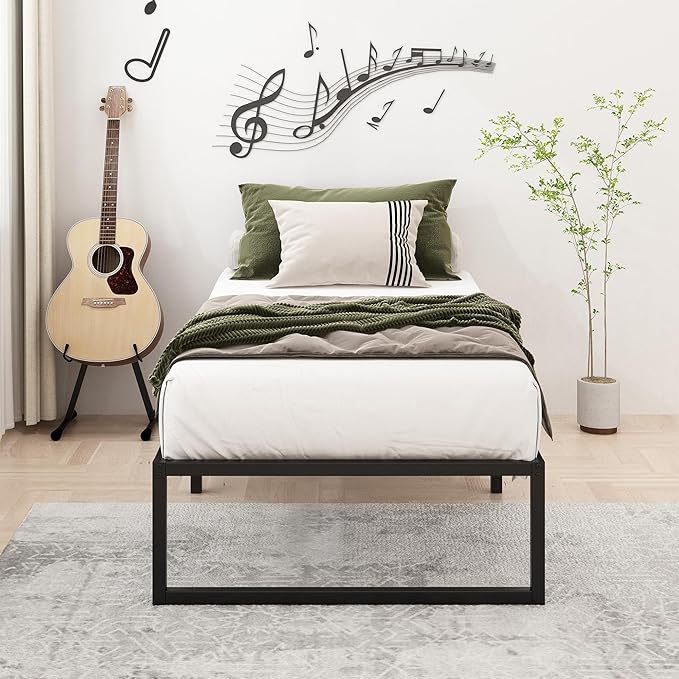 14 Inch Twin XL Bed Frames Heavy Duty Sturdy Metal Platform Bed Frame No Box Spring Needed, Noise Free, Easy Assembly, Black