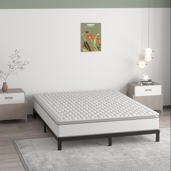 7 Inch Full Bed Frame No Box Spring Need, Low Profile Metal Platform Full Size Bed Frame, Heavy Duty Support Bedframes Full, Easy Assembly