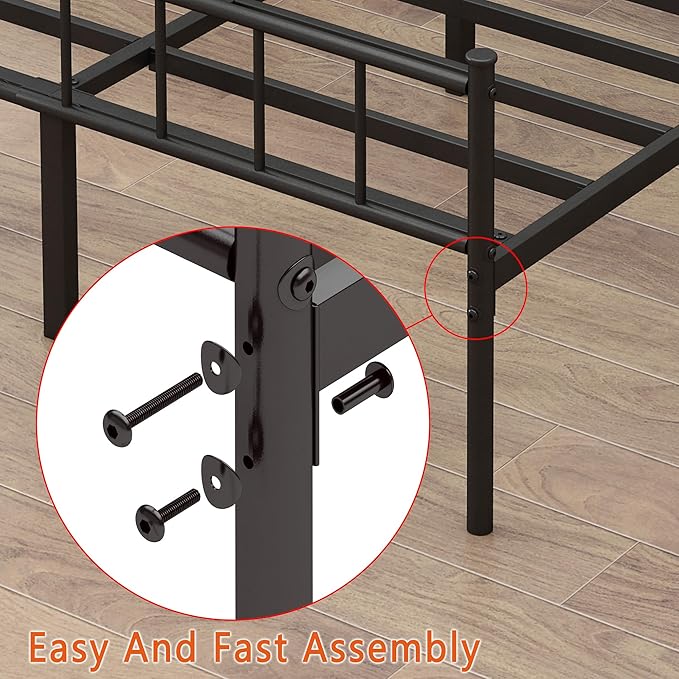 Queen Bed Frame-Classic Metal Platform Bed Frame,Mattress Foundation with Steel Slat Support,Under Foundation Storage,No Box Spring Needed, Easy Assembly, Queen Size