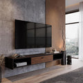 55'' Floating TV Stand,Wall Mounted TV Console,Floating TV Cabinet,Under TV Shelf for Bedroom Living Room(Walnut)
