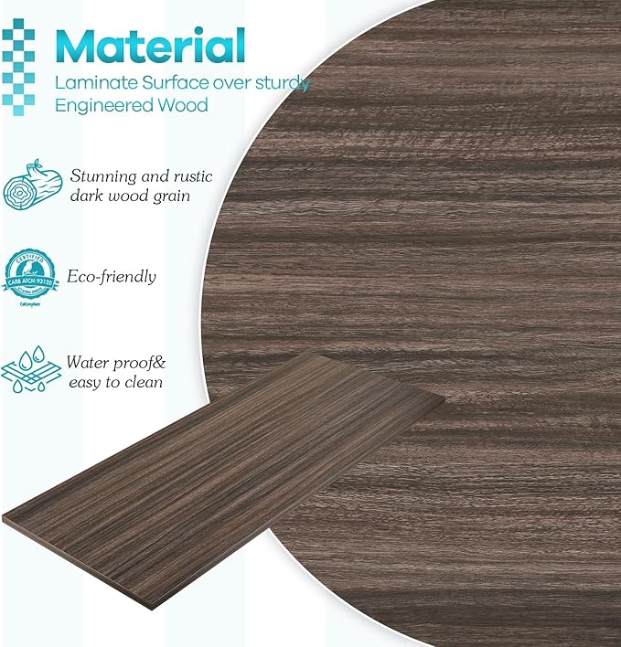 Kaboon Universal Tabletop 45.67"x23.62", Solid One-Piece Melamine Table Top, Double Desk L-Desk Floating Desk DIY, Home and Office,Eucalyptus/Dark Walnut