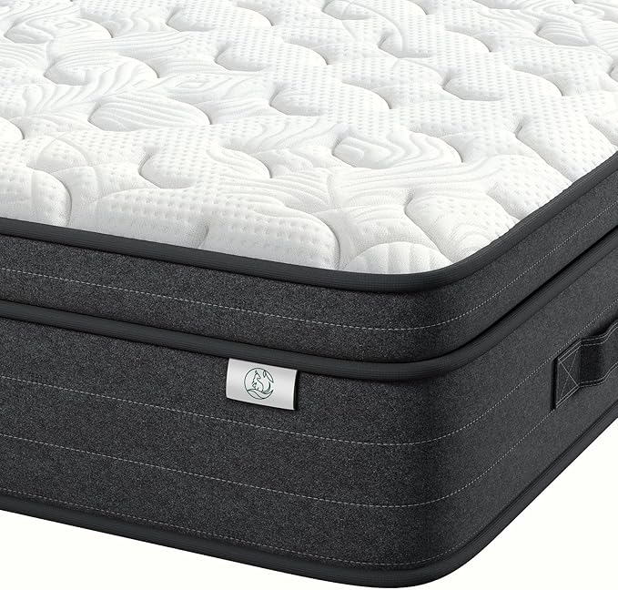 Queen Mattress 10 Inch in a Box - Memory Foam & Pocket Spring Hybrid Mattress for Back Pain Relief, Cool Breathable Fiberglass-Free Cover, Medium Firm, CertiPUR-US Certified