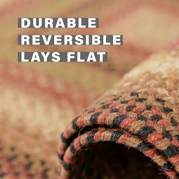 Homespice 20x30” Brown Oval Braided Rug. Gingerbread Brown Jute Oval Rug. Uses- Entryway, Kitchen Rugs, Bathroom Rugs. Reversible, Rustic, Country, Primitive, Farmhouse Decor Rug