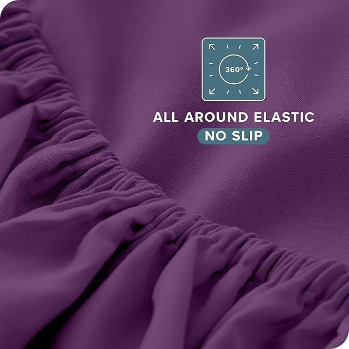 Bare Home Split King Sheet Set - 1800 Ultra-Soft Microfiber Bed Sheets - Double Brushed - Deep Pockets - Easy Fit - 5 Piece Set - Bed Sheets & Pillowcases (Split King, Plum)