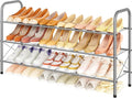 Hoctieon 3 Tier Mesh Style Shoe Rack, Entryway Shoe Shelf, Shoe Storage Organizer, Shoe Rack for Closet, Space Save for Bathroom, Garage, Hallway, Bedroom, Living Room, Grey