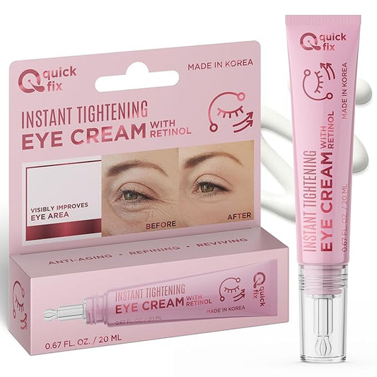 Quick Fix Retinol Instant Eye Tightener Cream – Reduces Wrinkles, Dark Circles & Puffiness – Dermatologist Tested, Anti-Aging, Korean Skin Care – Clean Beauty, Cruelty-Free, Vegan – .67 Fl Oz