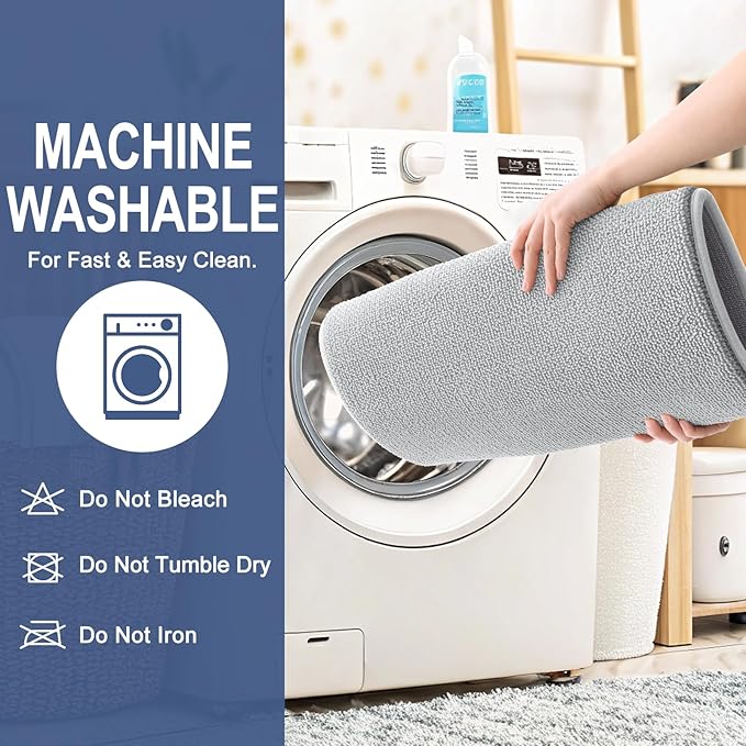 OLANLY Thick Memory Foam Bath Mat Rug 34x21, Extra Soft Absorbent Bathroom Rug, Quick Dry Bath Mats, Non-Slip, Machine Washable Carpet for Bathroom, Tub and Shower, Home Decor Accessories, Light Grey
