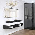 Wall Mount Mirror for Bathroom, Brushed Black Metal Framed Large Rounded Corner Rectangular Vanity Mirror, Anti-Rust, Tempered Glass (30" x 48", Black)