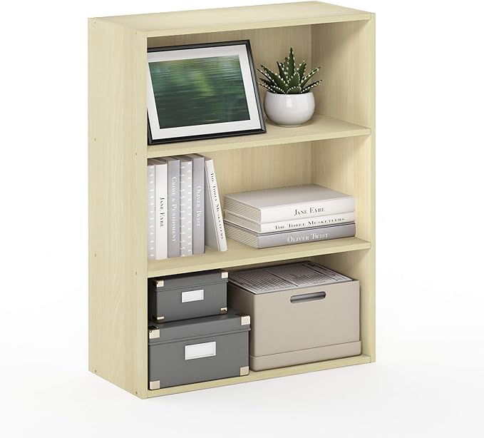 Furinno Pasir 3-Tier Open Shelf Bookcase, Steam Beech