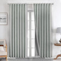 Joydeco Natural Linen Curtains 96 inch Length 2 Panels Set Burg 100% Blackout Patio Door Curtain Room Darkening Sliding Door Curtains Thermal Insulated Back tab Rod Pocket(105x96 inch, Sage Green)
