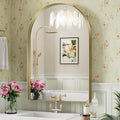 Brightify Arched Mirror, 30 x 40 Inch Gold Arch Mirror, Metal Frame Wall Mirror, Top Bathroom Vanity Mirror for Living Room Bedroom Mantle