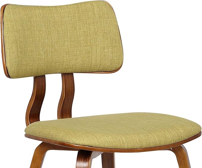 Armen Living Jaguar Mid-Century Dining Chair in Walnut Wood and Green Fabric