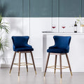 Roundhill Furniture Leland Fabric Upholstered Counter Height Wingback Stools, Set of 2, Blue