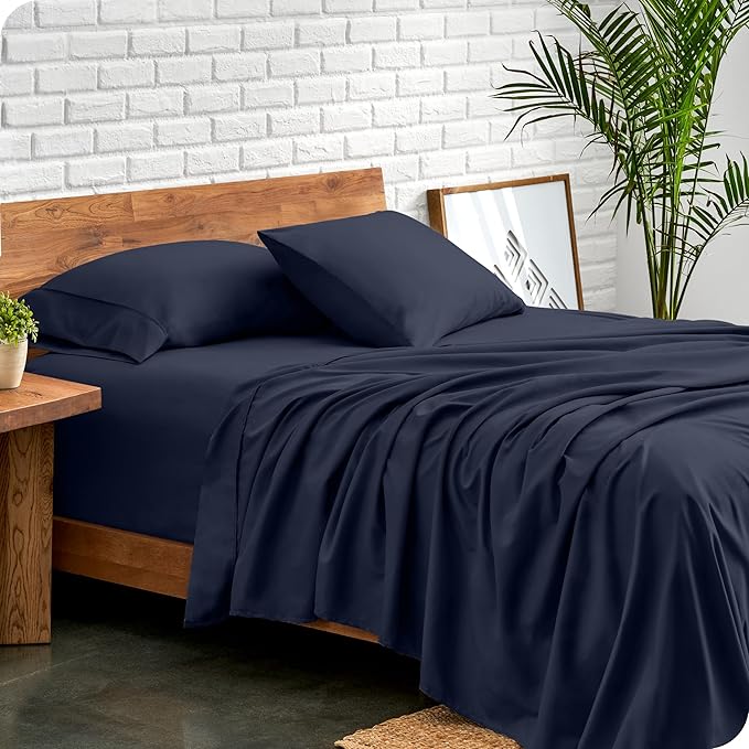 Bare Home King Sheet Set - Luxury 1800 Ultra-Soft Microfiber King Bed Sheets - Double Brushed - Deep Pockets - Easy Fit - 4 Piece Set - Bedding Sheets & Pillowcases (King, Midnight Blue)