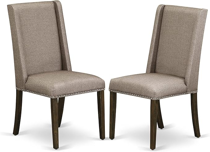 East West Furniture X797FL716-7 7 Piece Dining Table Set Consist of a Rectangle Kitchen Table with X-Legs and 6 Dark Khaki Linen Fabric Upholstered Chairs, 40x72 Inch, Multi-Color