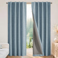 Joydeco 100% Blackout Curtains for Bedroom - Natural Linen Curtains 42" W x 63" L Long, Thermal Insulated 2 Panels Light Blocking Drapes, Rod Pocket & Back Tabs, Darkening Privacy for Living Room