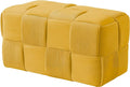 Ottoman Foot Rest Soft and Comfortable Ottoman Square Corduroy Woven Design Sofa Stool (Yellow-L)