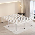 MAF 18 Inch California King Bed Frame White with Round Corner Legs Mattress Slide Stopper No Box Spring Needed Heavy Duty Metal Platform Bed Frames, 3000 LBS Steel Slats Support