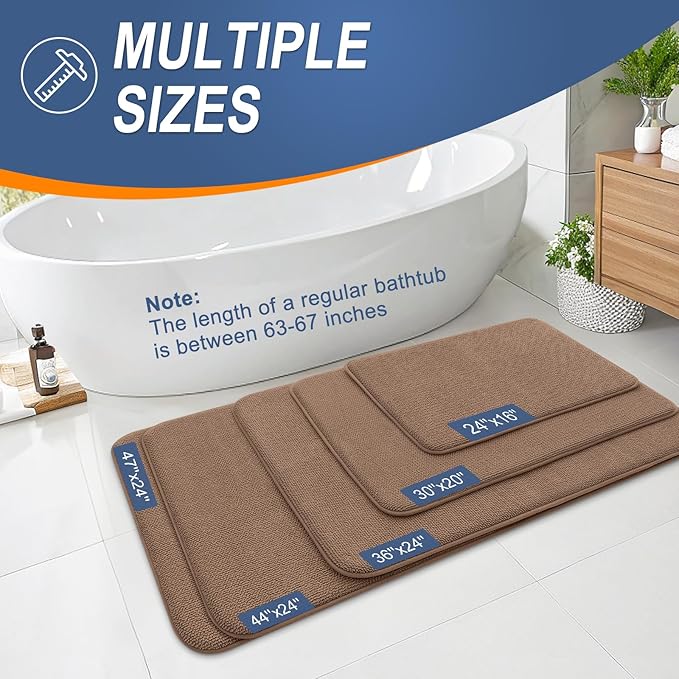 OLANLY Thick Memory Foam Bath Mat Rug 36x24, Extra Soft Absorbent Bathroom Rug, Quick Dry Bath Mats, Non-Slip, Machine Washable Carpet for Bathroom, Tub and Shower, Home Decor Accessories, Mocha