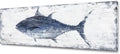 Yihui Arts Canvas Wall Art Hand Painted Abstract Tuna Fish Painting Modern Artwork Coastal Pictures in Blue and White Color for Bedroom Decoration