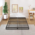 4 Inch Bed Frame Queen Size Heavy Duty Steel Slat Support Metal Platform Queen Bed Frame No Box Spring Needed, Easy Assembly, Black