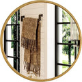 Growsun 24 inch Retro Gold Round Mirror Circle Wall Mirror for Bathroom Vanity, Entryway Living Room with Metal Frame for Home Decor