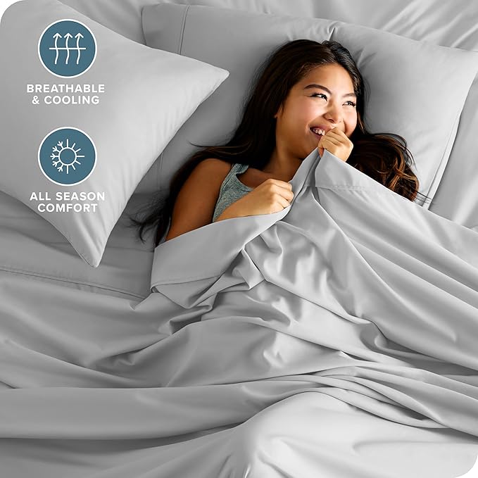 Bare Home King Sheet Set - Luxury 1800 Ultra-Soft Microfiber King Bed Sheets - Double Brushed - Deep Pockets - Easy Fit - 4 Piece Set - Bedding Sheets & Pillowcases (King, Cloud Grey)
