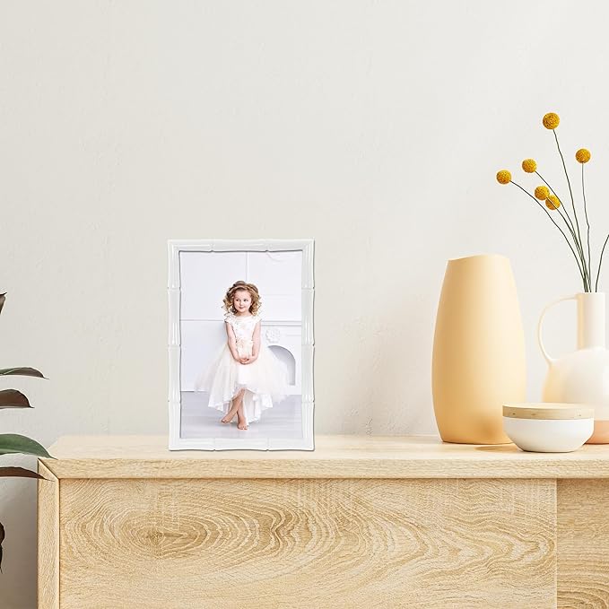 Lawrence Frames Cast Metal Frame - Bamboo Design, White, 4x6