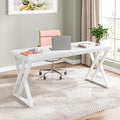 Tribesigns Writing Computer Desk, 55 inch Heavy Duty Study Desk with Z-Shaped Metal Leg, Modern Simple Home Office Computer Desk, White