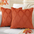 decorUhome Fall Throw Pillow Covers 26x26 Inch Set of 2, Soft Plush Faux Fur Wool Rust Couch Pillow Covers, Decorative Neutral Pillow Cases for Bed Sofa Living Room Home Decor