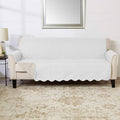 Great Bay Home Medallion Stitched Solid Furniture Protector Stain Resistant Durable Furniture Protector Elenor Collection (Sofa, White/Sand)
